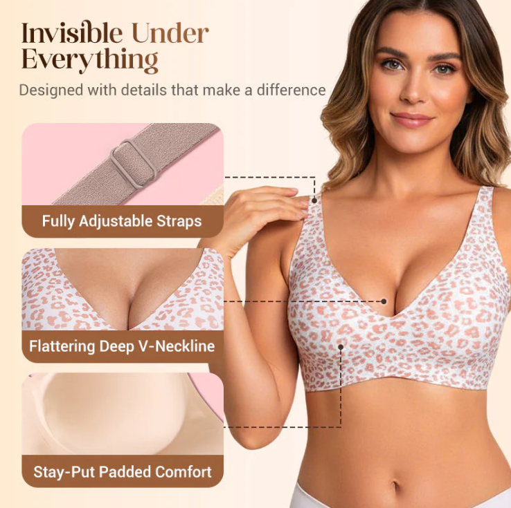 💗LAST DAY SALE 50% OFF⚡50K+ SOLD!💕 Jelly Wireless Womens Comfortable Wireless Bras Push Up Bralettes Seamless Tshirts Bras Deep V Everyday Bras