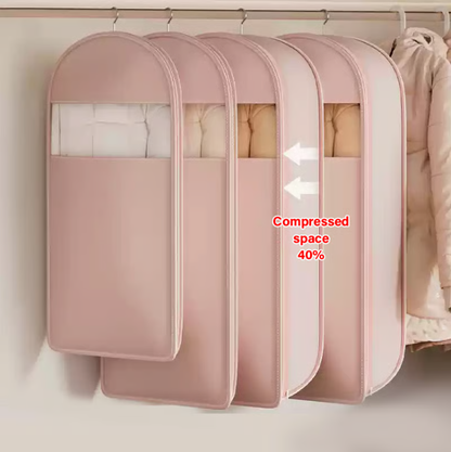 🔥2025 Space Saving Hanging Garment Bag with Self Compression Zipper